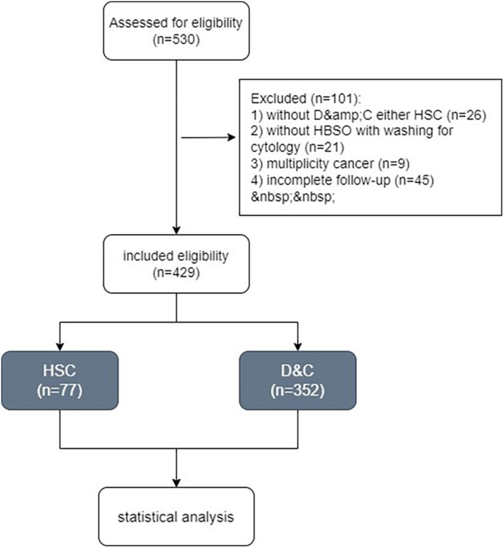 Comparison of prognosis of patients with endometrial cancer after hysteroscopy versus dilatation and curettage: A multicenter retrospective study